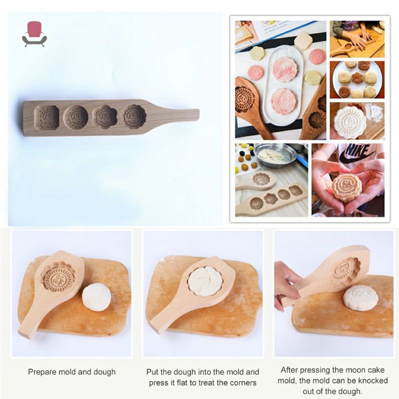 mrcaisen Cetakan kue bulan tapake mooncake cookies kayu awet
