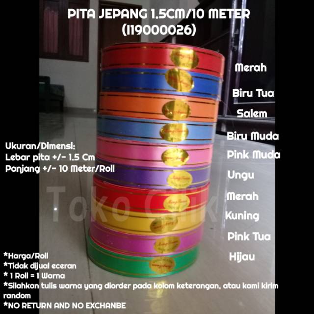 

Pita rol jepang list emas 1.5 cm ikat hias kado kue souvenir hantaran