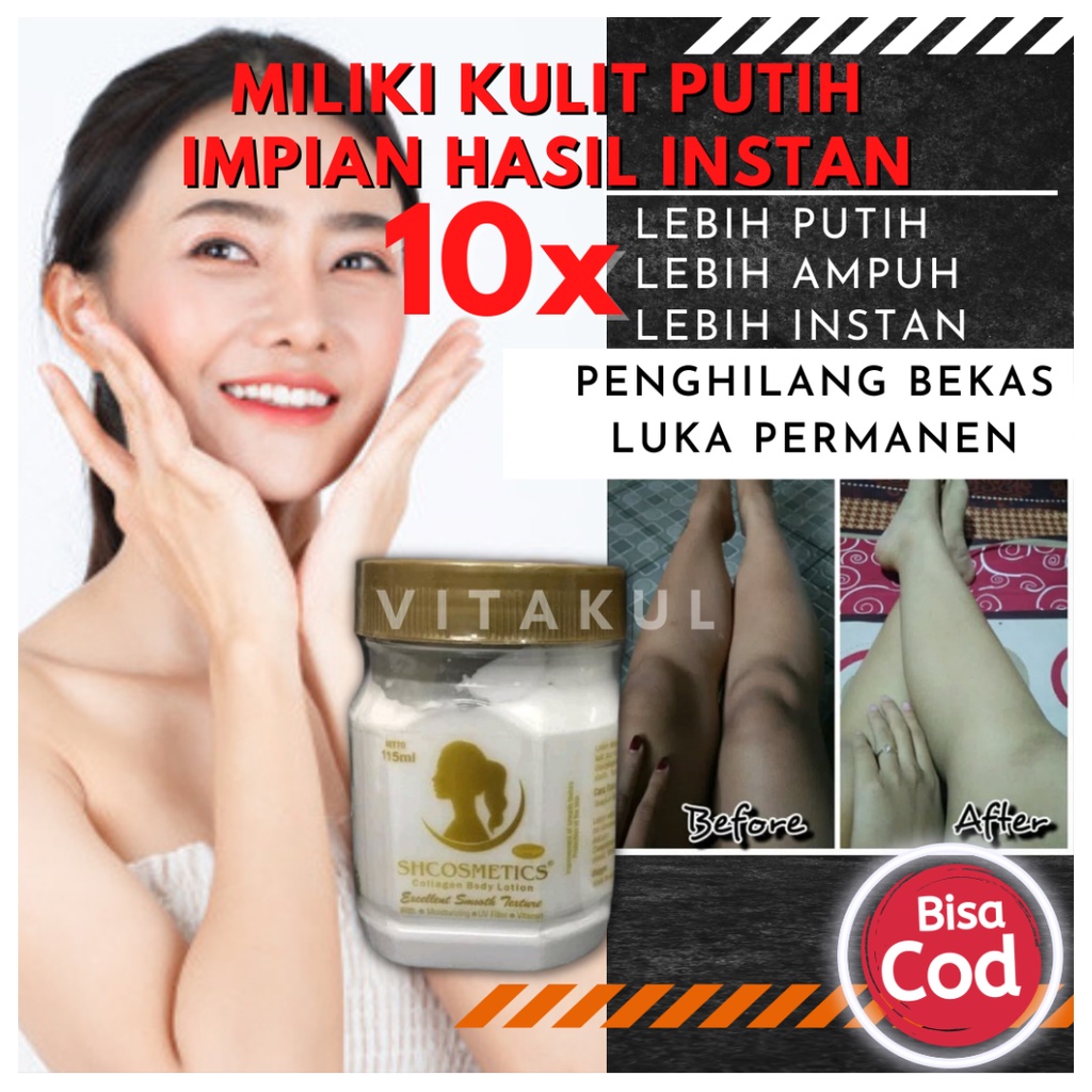 Bibit Collagen SH COSMETICS Body Cream Lotion Pemutih Kulit Krim Badan Wanita Cewek Pria Cowok Tubuh