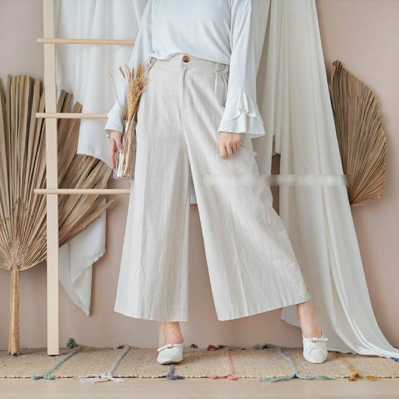 Kulot Linen Highwaist JUMBO SEOUL Kulot Linen Laura Slim  Celana Kulot Linen Cullote / SEOUL Kulot L