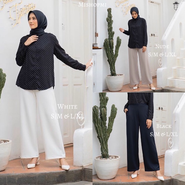 Celana HL Scooba Cullot Kulot White Nude Black Putih Size S M L XL by Heaven Lights
