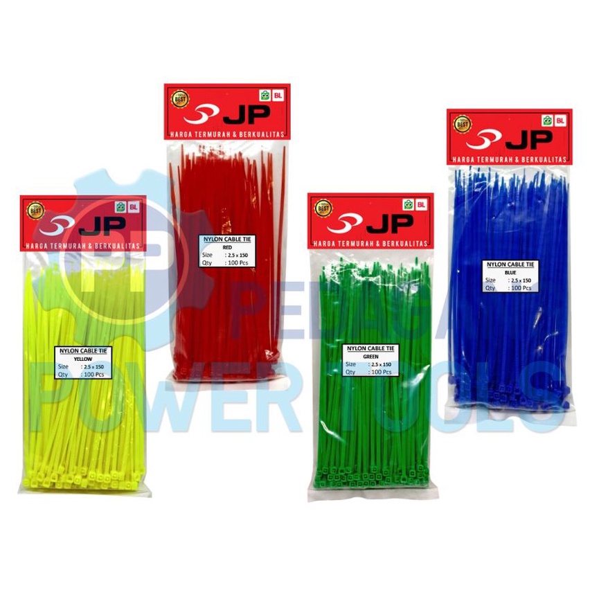 PAKET 4 SET KABEL TIES 2.5 x 150 MM MERAH KUNING HIJAU BIRU 100 PCS