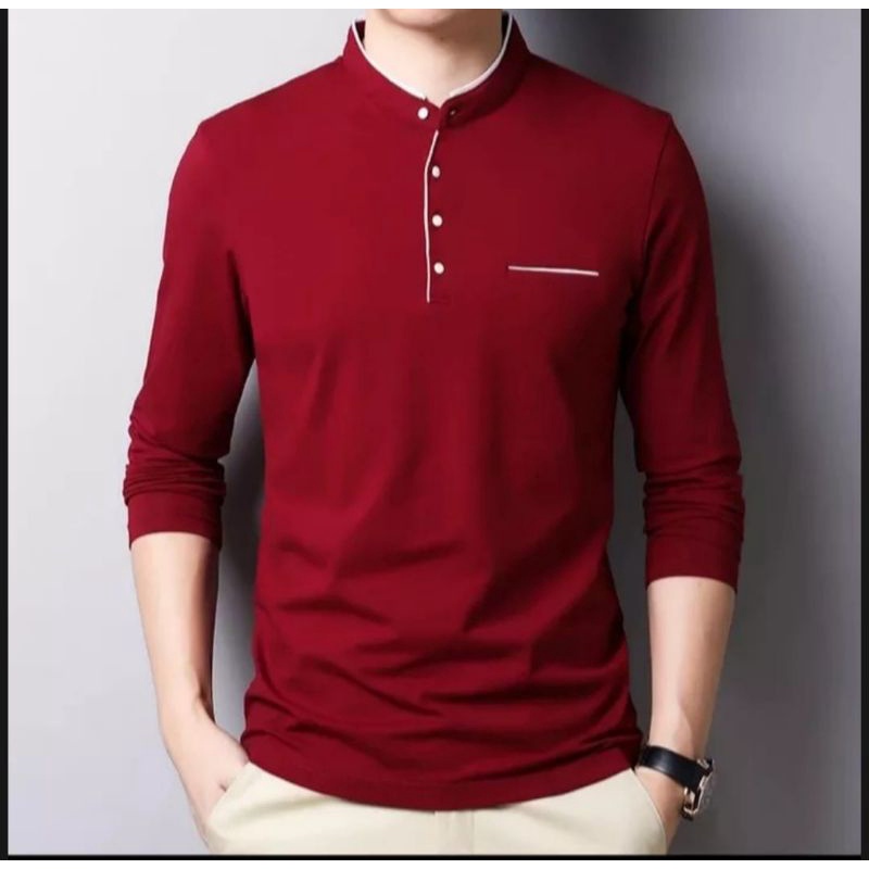 KOKO KAOS KERAH PRIA SHANGHAI TANGAN PANJANG