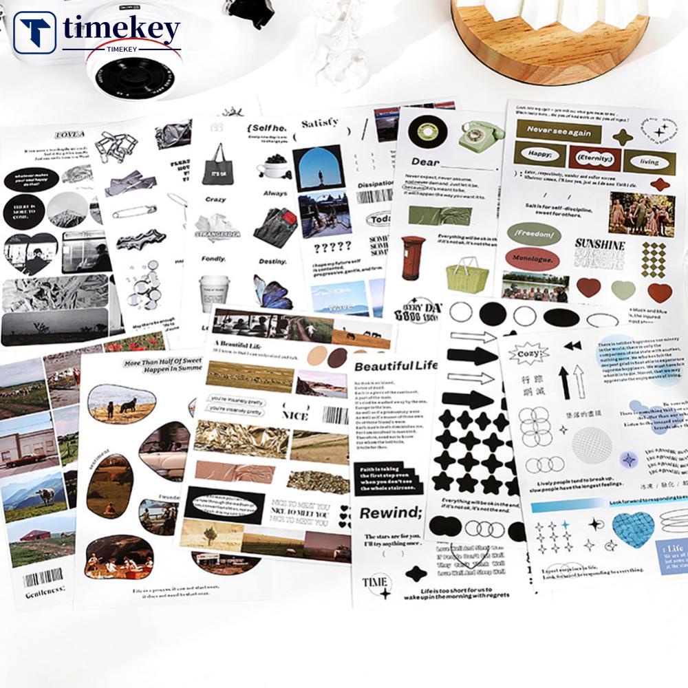 Timekey 3 Lembar Stiker Dekorasi Scrapbook / Diary / Album / Handphone / Notebook DIY A7K8