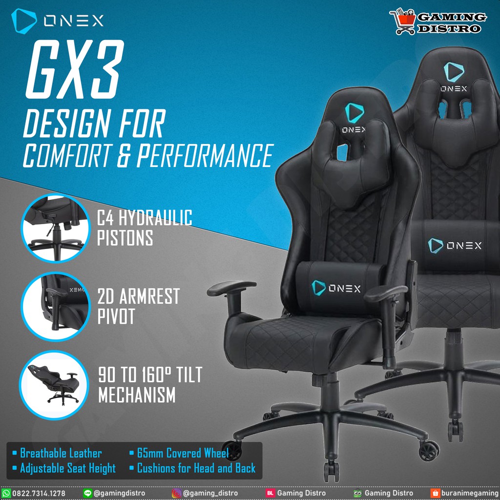 Kursi Gaming ONEX / ONE X GX3 Black - ONEX Gaming Chair