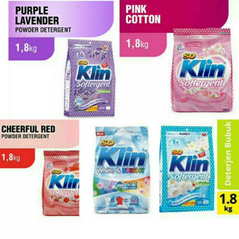 Soklin Softergent 1.8 Kg (Sabun Cuci Baju/Celana Anak/Dewasa Rinso Attack Easy Gentle Gen Daia)