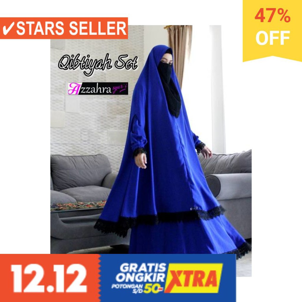 BAJU LEBARAN PAKAIAN MUSLIMAH SYARI BERGO BALOTELI / Gamis Set Qibtiyah by Azzahra