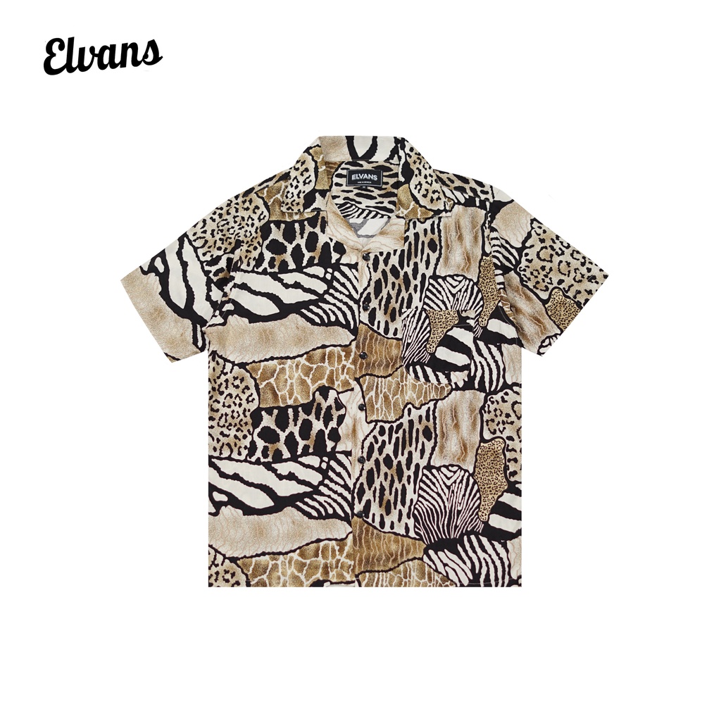 Kemeja Pantai Motif Abstrak Salur By Elvans Hyena