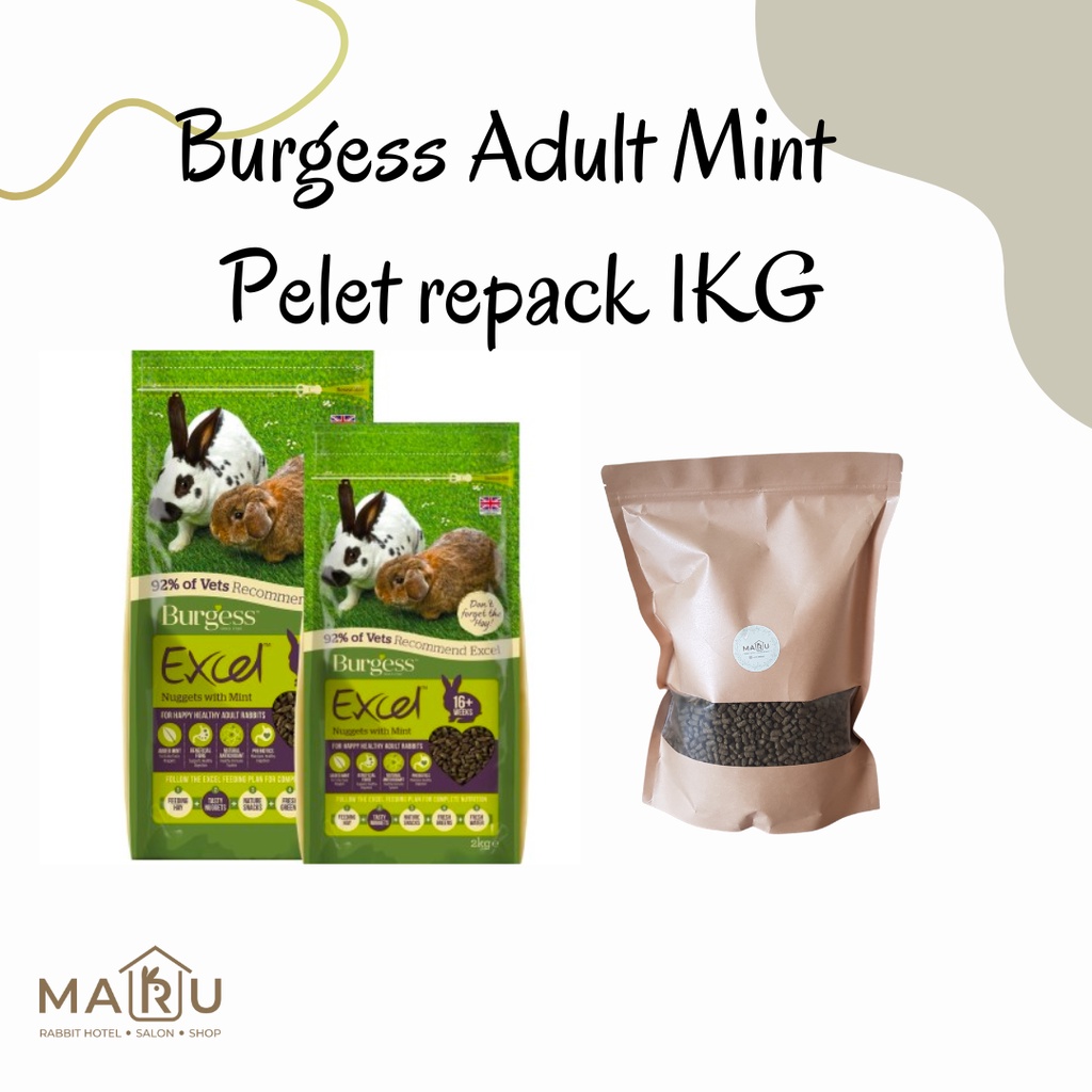 REPACK BURGESS EXCEL ADULT RABBIT NUGGETS WITH MINT 1KG