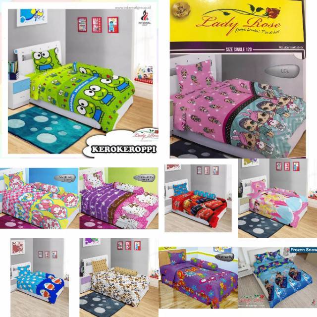 Sprei ladyrose 120 single no3 Charmy kitty keroppi lol 