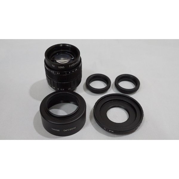 Paling Murah   Lensa Fujian 50mm f1.4 CCTV - adapter - 2X Ring - Hood