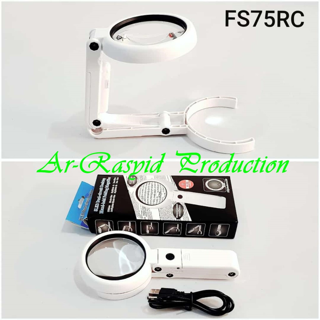 Lup Kaca Pembesar Desktop Dengan 8 LED - Kacamata Magnifier FS75RC