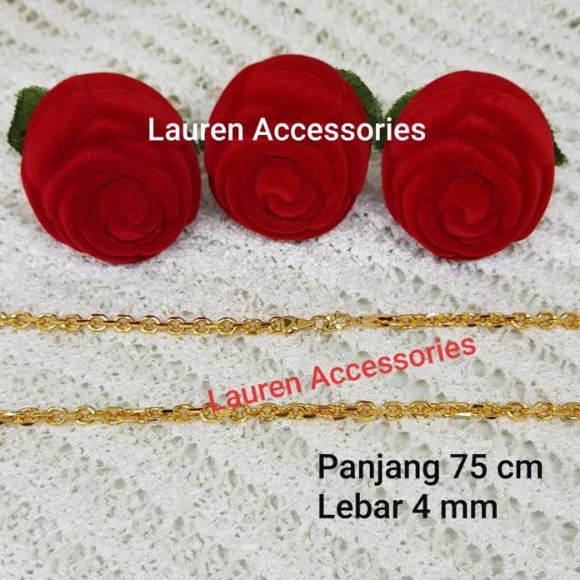 Kalung Dewasa Panjang 75cm Motif Rante Polos Perhiasan Imitasi Lapis Emas Kuning KL 2408