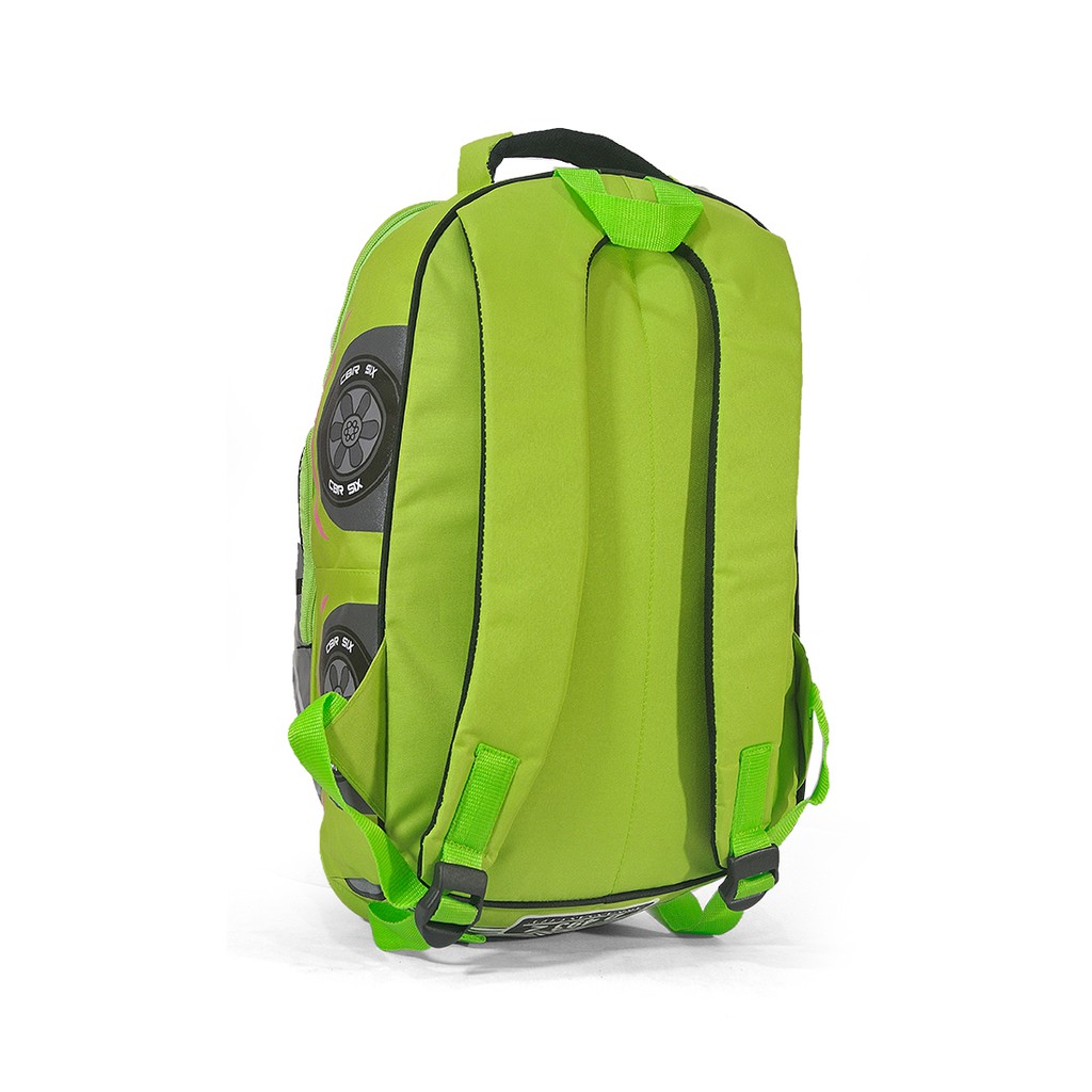 Tas Anak Laki Laki Warna Hijau &amp; Merah Ransel Sekolah Anak Cowok Bentuk Mobil CR-432