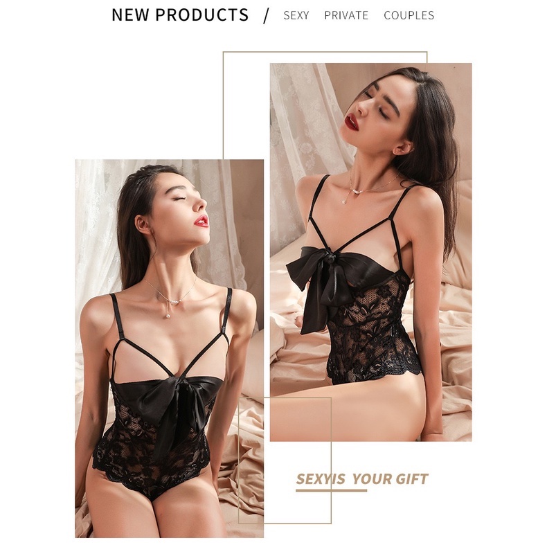 Lingerie Wanita Renda Teddy Open Crotch Sexy Suspender Bodysuit Nakal (Ukuran Jumbo) 3A522