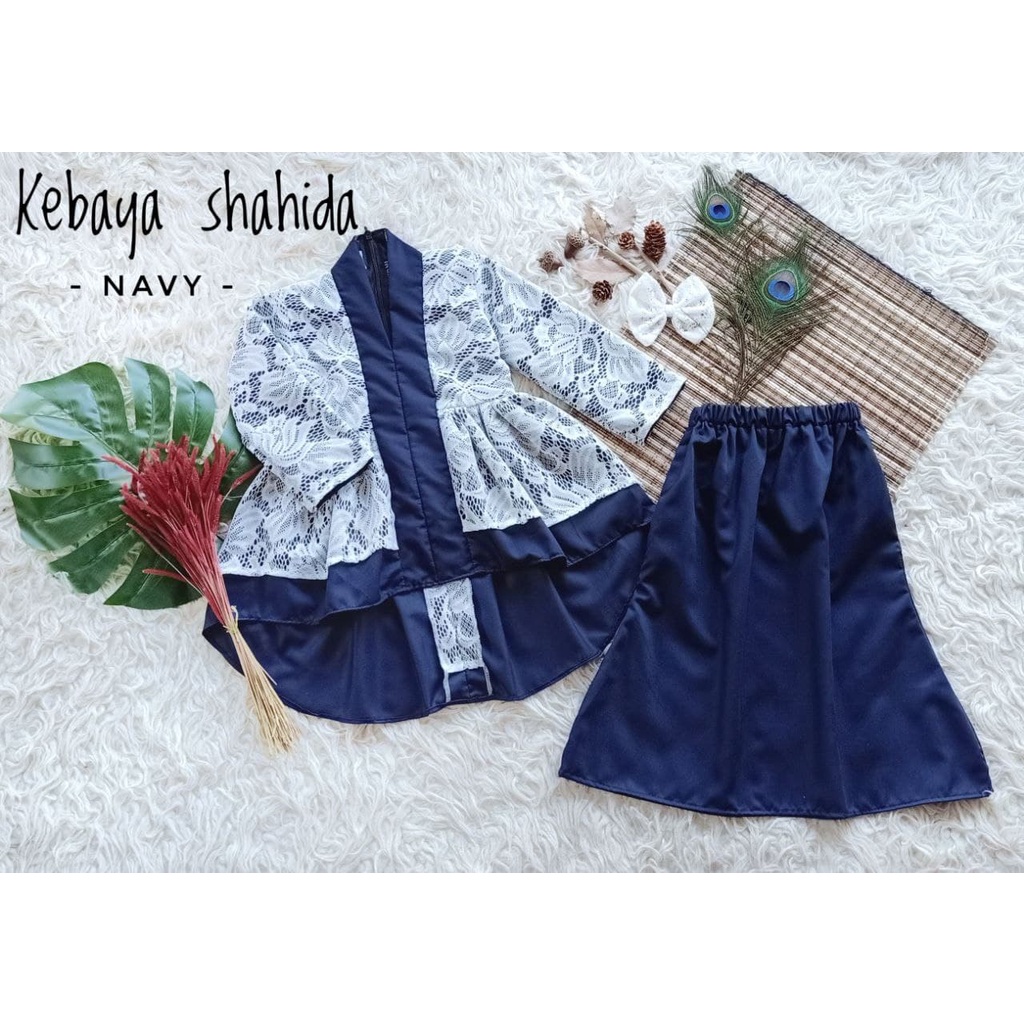 Kebaya Shahida/Setelan Kebaya Model Terbaru/Kebaya Cantik Kekinian/Kebaya Warna Navy