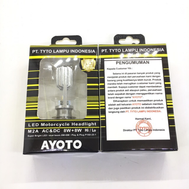  LAMPU  DEPAN LED  HEADLAMP MOTOR AYOTO H6 M2A 2SISI BEBEK 