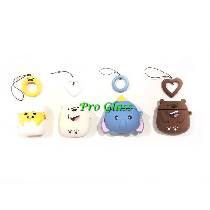 Apple Airpods Airpod Premium 3D Cute Karakter Case Silicone + Strap