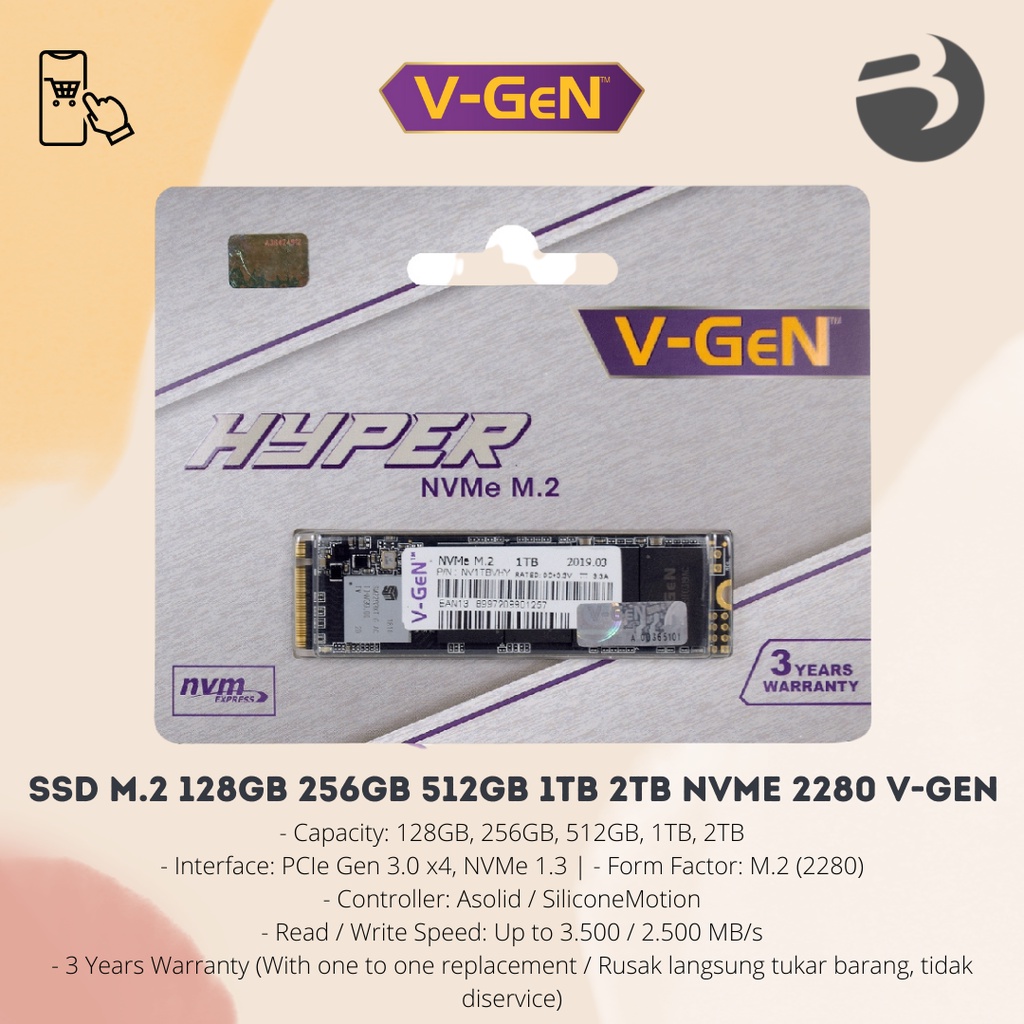 SSD M.2 128gb 256gb 512gb 1tb 2tb NVMe 2280 V-GeN Solid State Drive M2 PCIe 128 256 512 VGEN Hyper