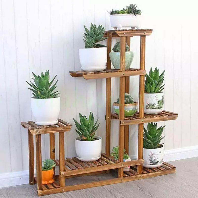 Rak Bunga Shelf Plant stand Kayu Solid Mudah Dirakit