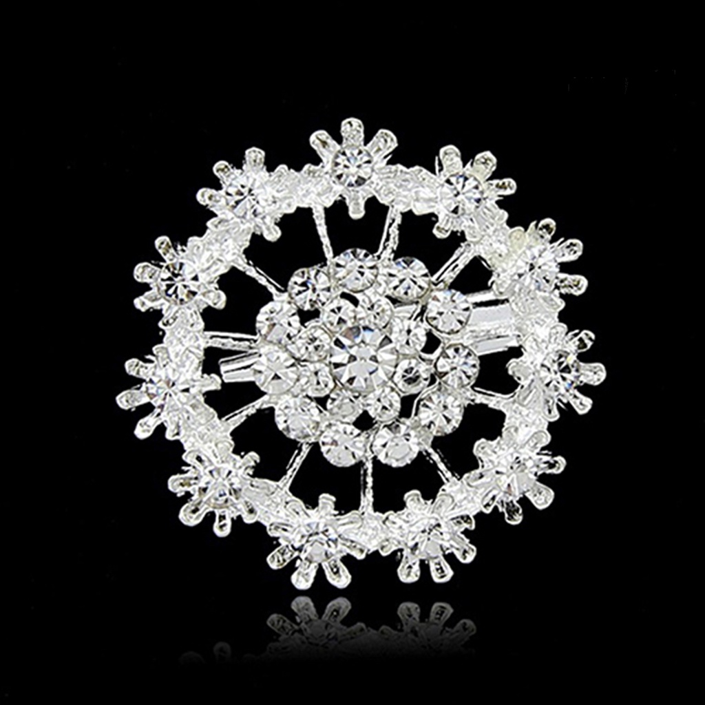 OW@ Breastpin Shiny Anti-rust Women Flower Heart Rhinestone Brooch Pin for Wedding