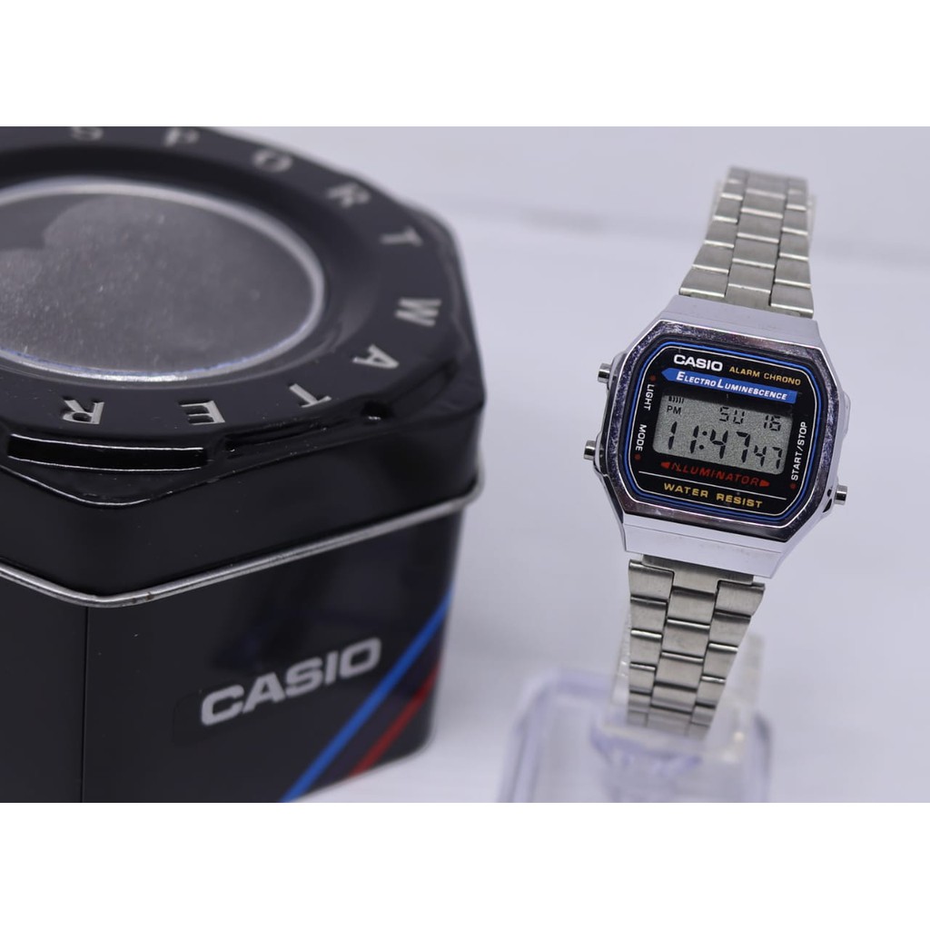 Jam Tangan Wanita Casio RT A168 Digital Stainless Steel Diameter Kecil