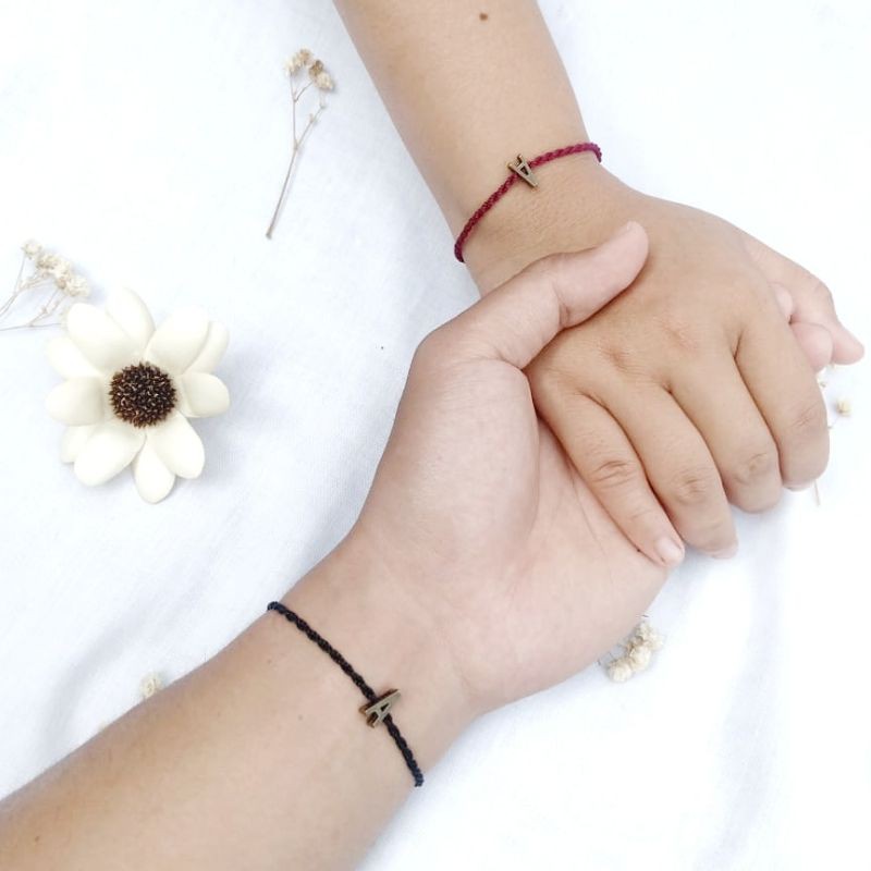 Gelang huruf couple tali nilon korea murah | Gelang initial couple kekinian |Initial spiral bracelet