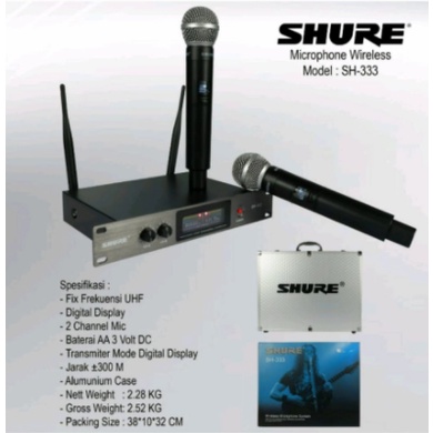 Mic Wireless Shure SH 333 SH 333 2 handle 2 pegang Free Hardcase