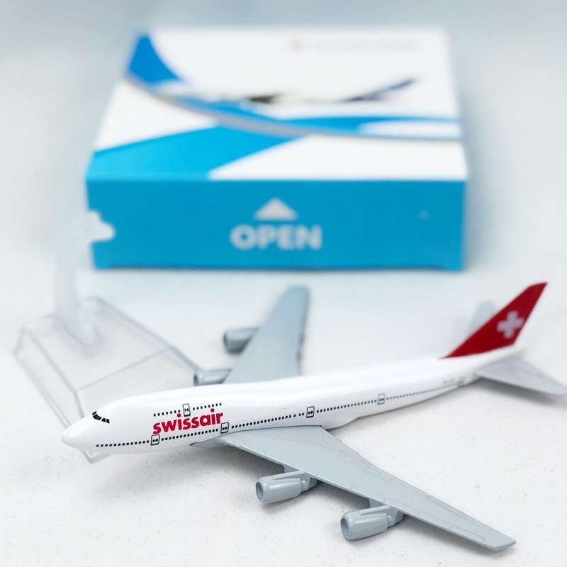 Swiss Air B747 Model Pesawat Swiss Airlines Boeing 747 Die-cast Metal Airplane Model Pesawat 16CM