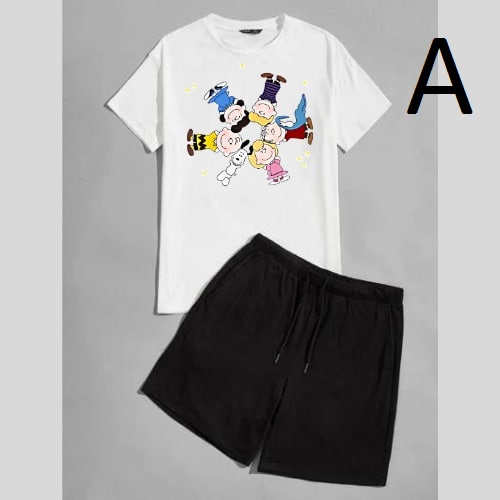 Clothing May - 1 Set Snoppy White 1 Set One Set Oneset Satu Pasang Satu Setel Fashion Sepasang Kaos Koas Set Boxer Distro Kekinin T Shirt Tshirt T-Shirt Premium Murah Unisex Sablon Dtf Murah Celana Pria Pendek Tali Kolor Bokser