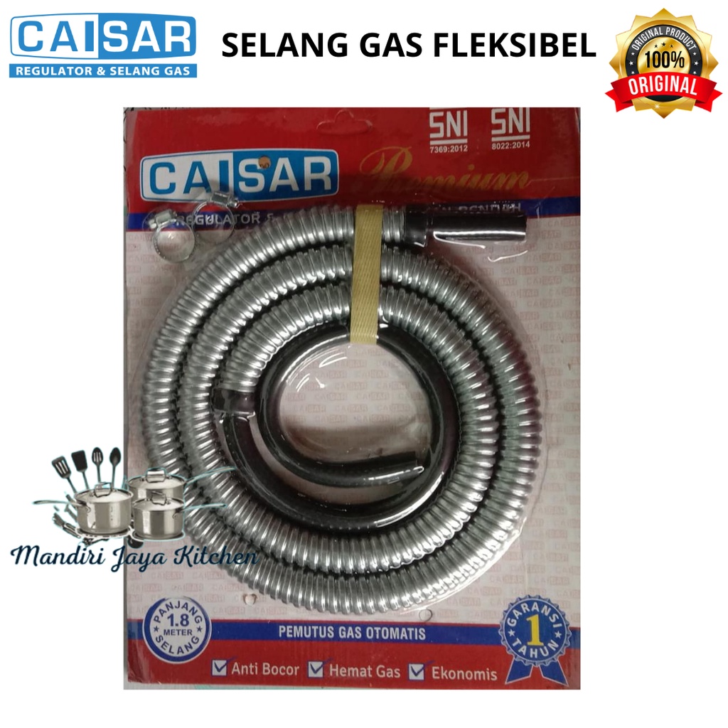 Selang Gas Caisar 1.8 m SNI di lapisi metal Spiral anti bocor