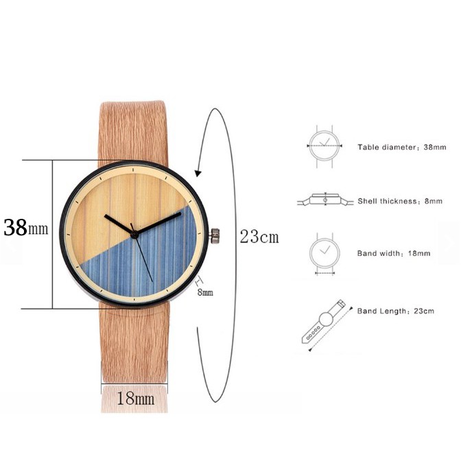 Jam Tangan Pria Wanita Bulat MOTIF KULIT KAYU Strap Kulit Vintage Korea Fashion Analog Women Watches