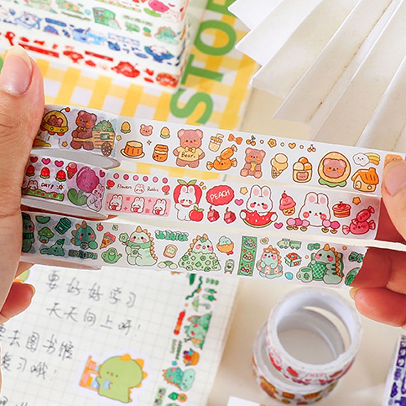 Stiker Kertasselotip Washi Gambar Kartun Lucu Panjang 3m Untuk Dekorasi