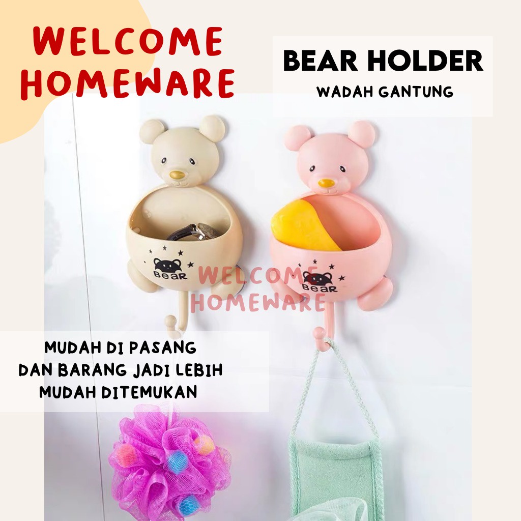 Bear Holder Rak Gantungan Kamar Mandi Tidur Aksesoris Gantung Storage