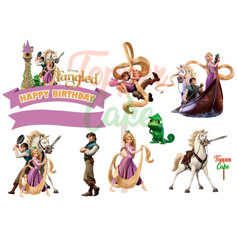 Jual Topper Cake Rapunzel Gratis Tambah Nama, Usia Dan Foto/Hiasan Kue ...