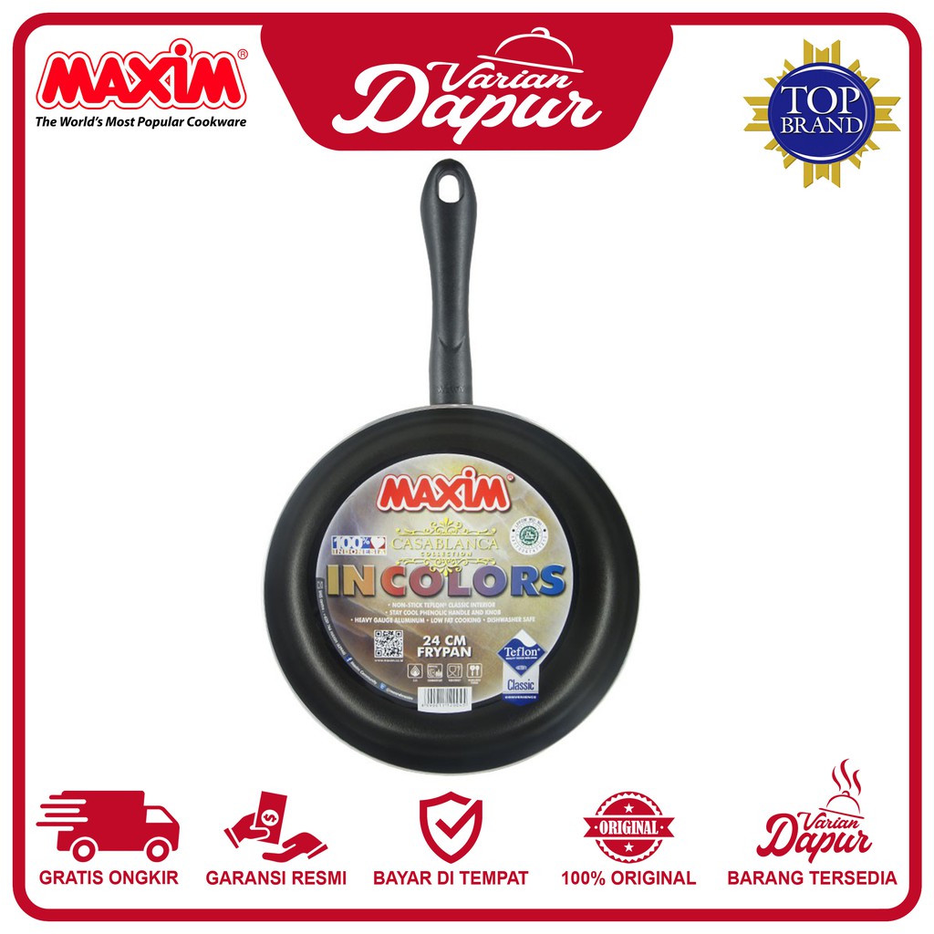 Teflon Wajan Maxim CAS26FP - Casablanca Fry Pan Teflon 26 cm Penggorengan Anti Lengket Tanpa Minyak