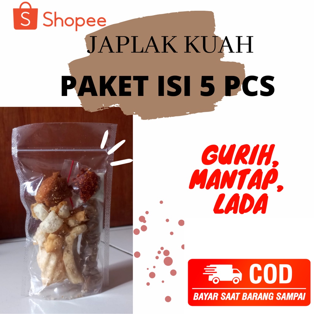 

PAKET ISI 5PCS JAPLAK KUAH INSTAN / JaplaK Kuah Instan / Japlak Pedas / Japlak Instan / Japlak Kering / Japlak Instan Sukabumi / Boci / Cuanki / Seblak
