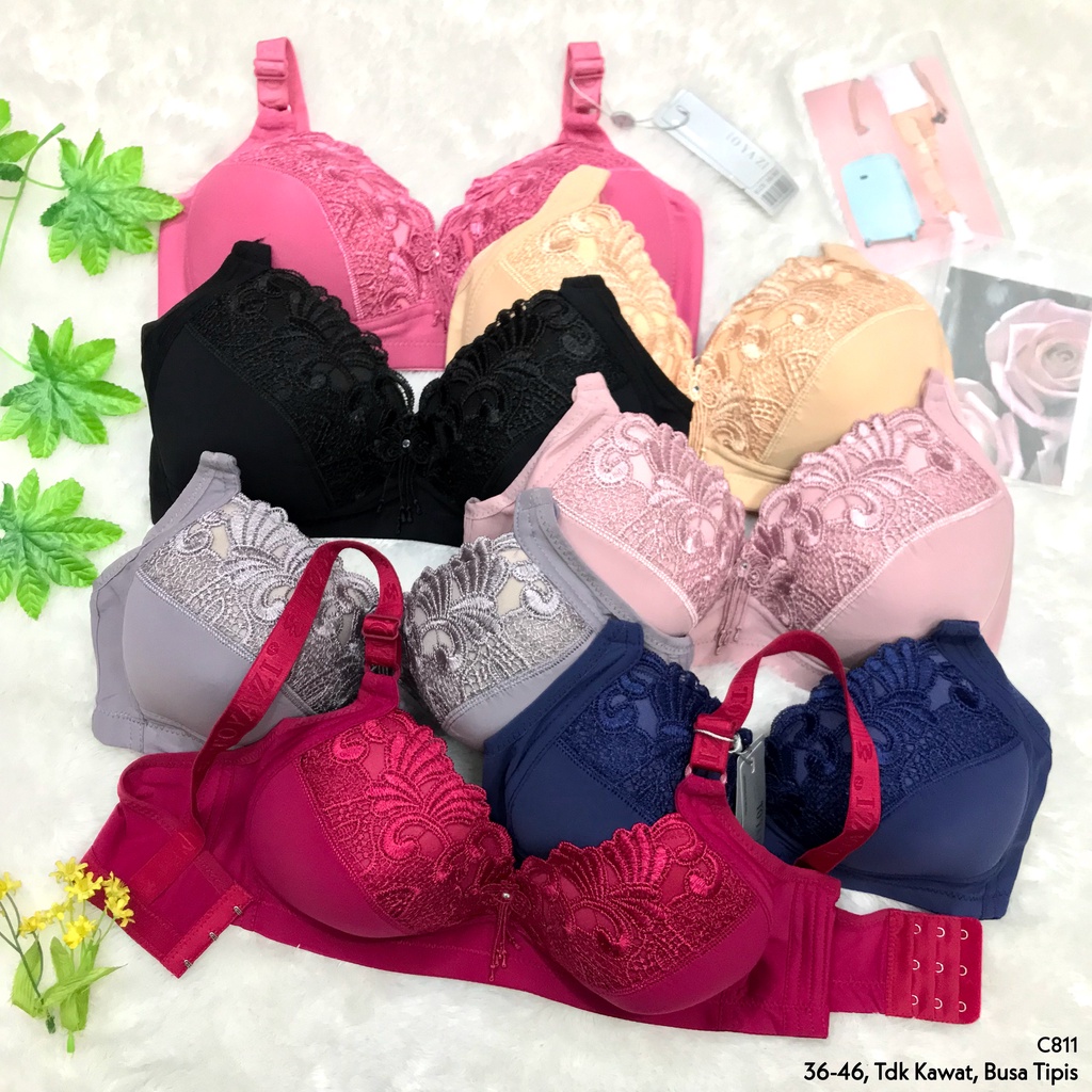 RVC75 - Bra JUMBO 36-44 Busa Tipis Tanpa Kawat Kait 3 BH Katun Polos Underwear Dewasa Pakaian Dalam 