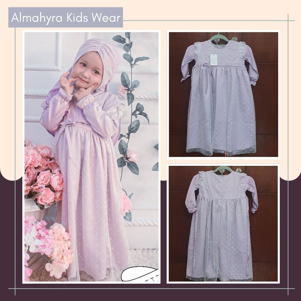 READY GAMIS ONLY - Dress Anak Ciara Baby Purple - Baju Muslim Anak cewek By Qavio