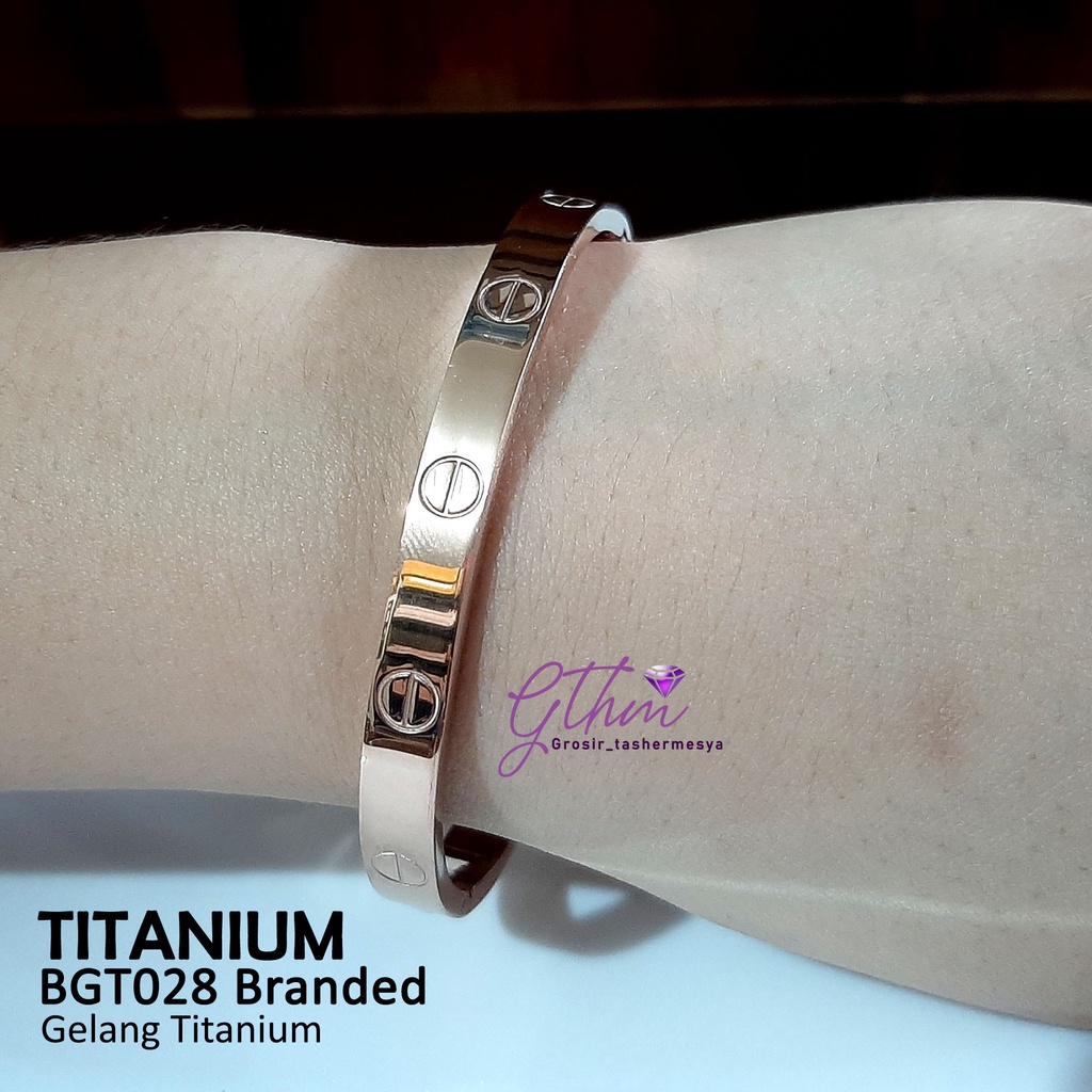 Gelang titanium / Gelang wanita permata premium tanpa mata bgt028 anti karat anti alergi