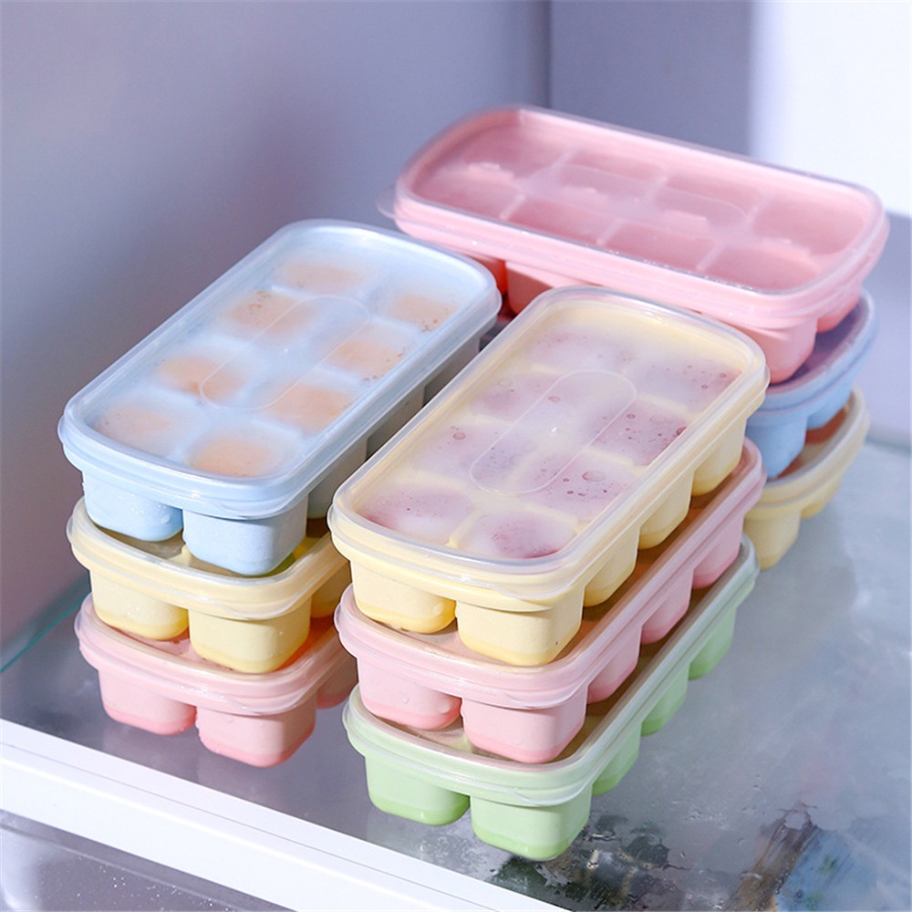 【COD Tangding】Ice Freezer Block Mold Ice Box Silica Gel Net Red Frozen Ice with Cover Home Refrigerator Homemade