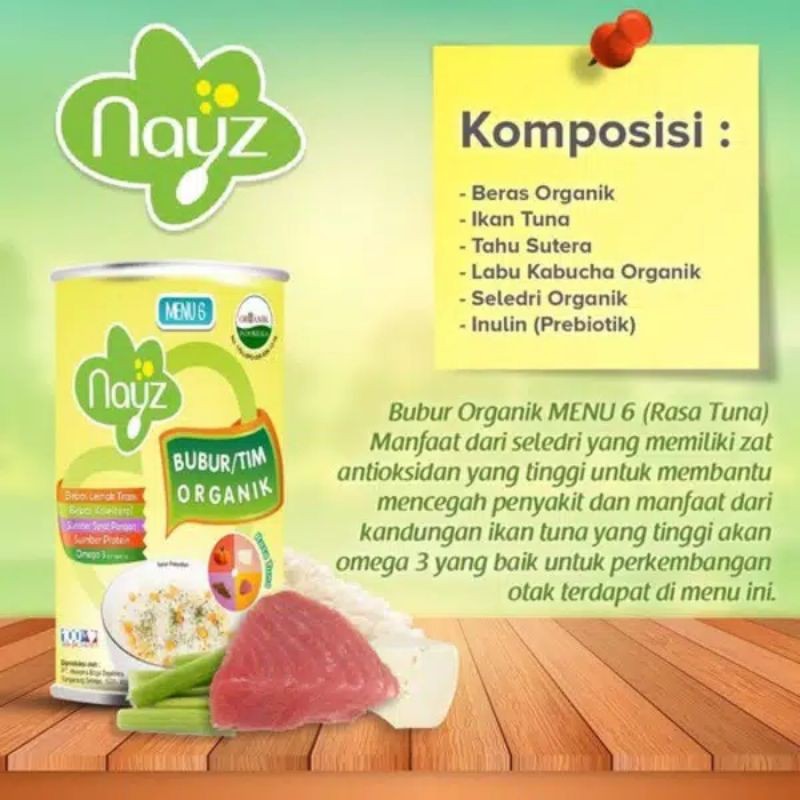 Nayz Bubur Tim Bayi Beras Organik 275g (Kaleng kemasan baru 2024 exp) ayam sapi salmon