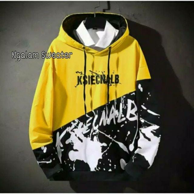 MOMBERT X KSIECLAB - SWEATER HOODIE PRIA - HOODIE JUMPER KEKINIAN - SWEATER COWOK-KSIECNALB KUNING