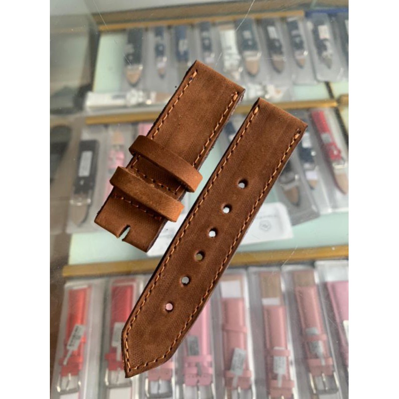 Strap Tali Jam Tangan Kulit model suede lembut coklat tua