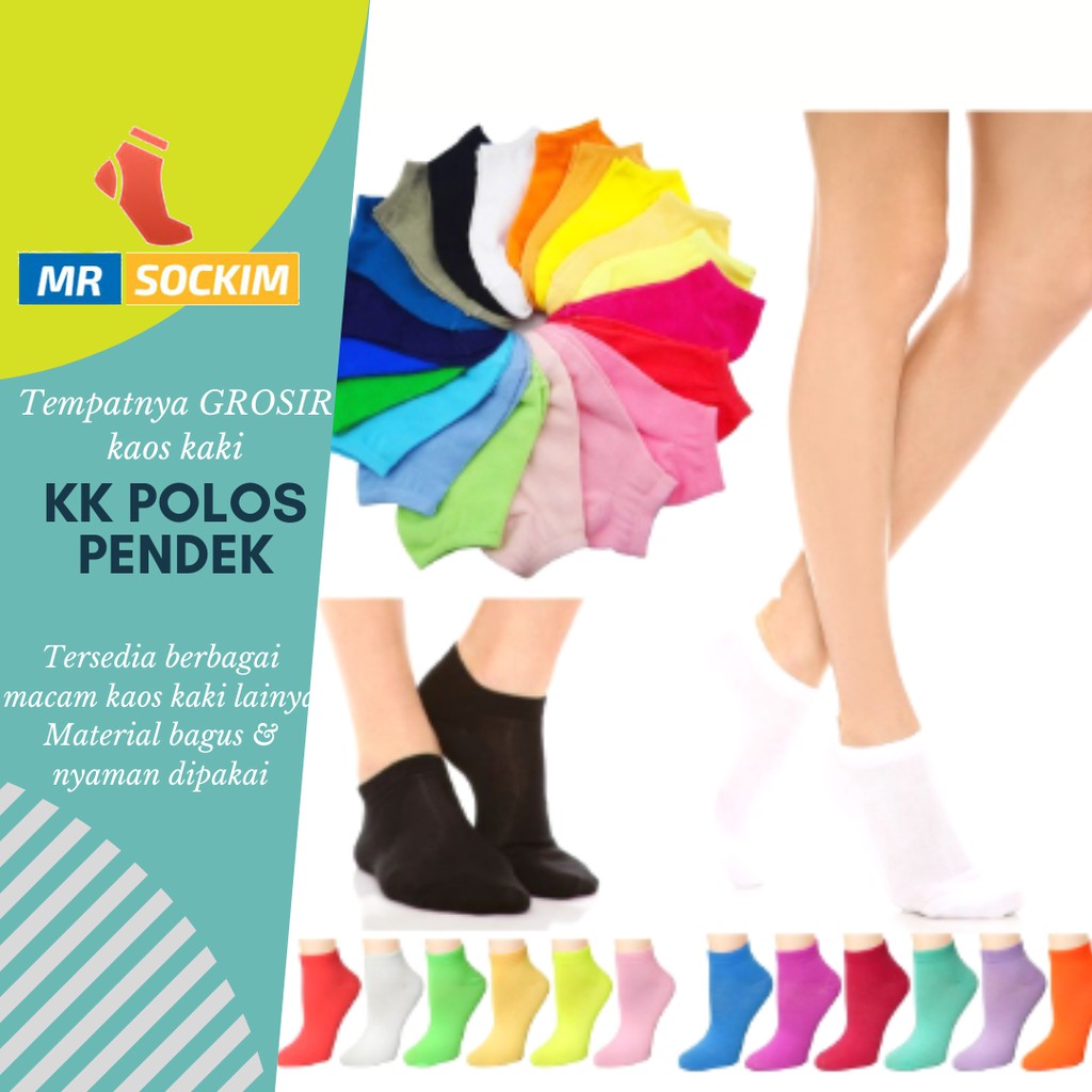 Kaos Kaki Pendek Wanita Dewasa Polos Mata Kaki 3 pasang 10 rb