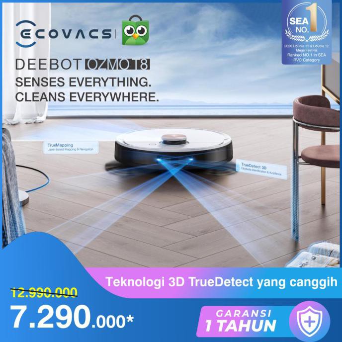Ecovacs DEEBOT OZMO T8 Robot Vacuum Cleaner Vacum Sapu Pel Vakum Mop
