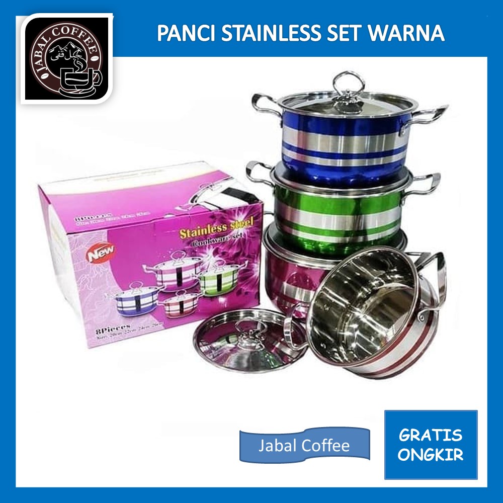 Set Panci Motif Rainbow / Panci Set Hologene High Pot Warna / Panci Stainless Steel