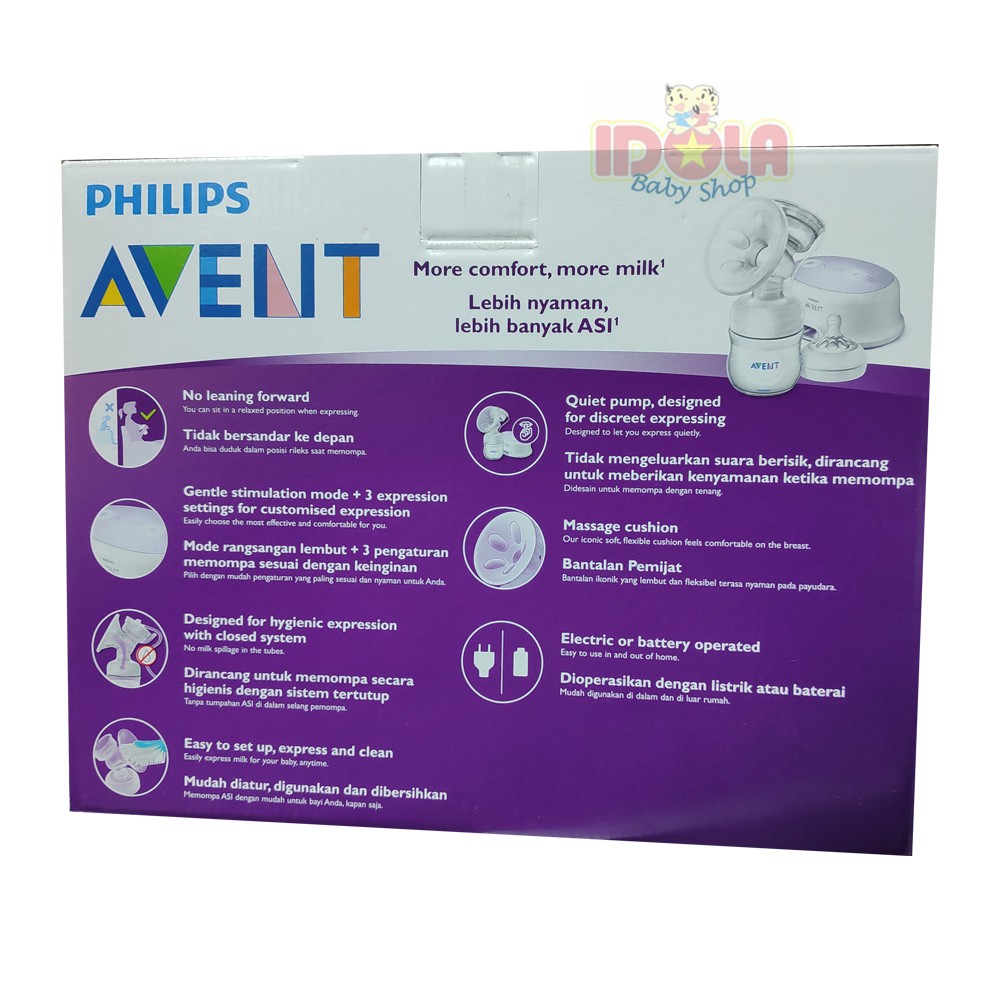 Philips Avent Comfort Single Electric Breast Pump Pompa ASI Ibu Bayi