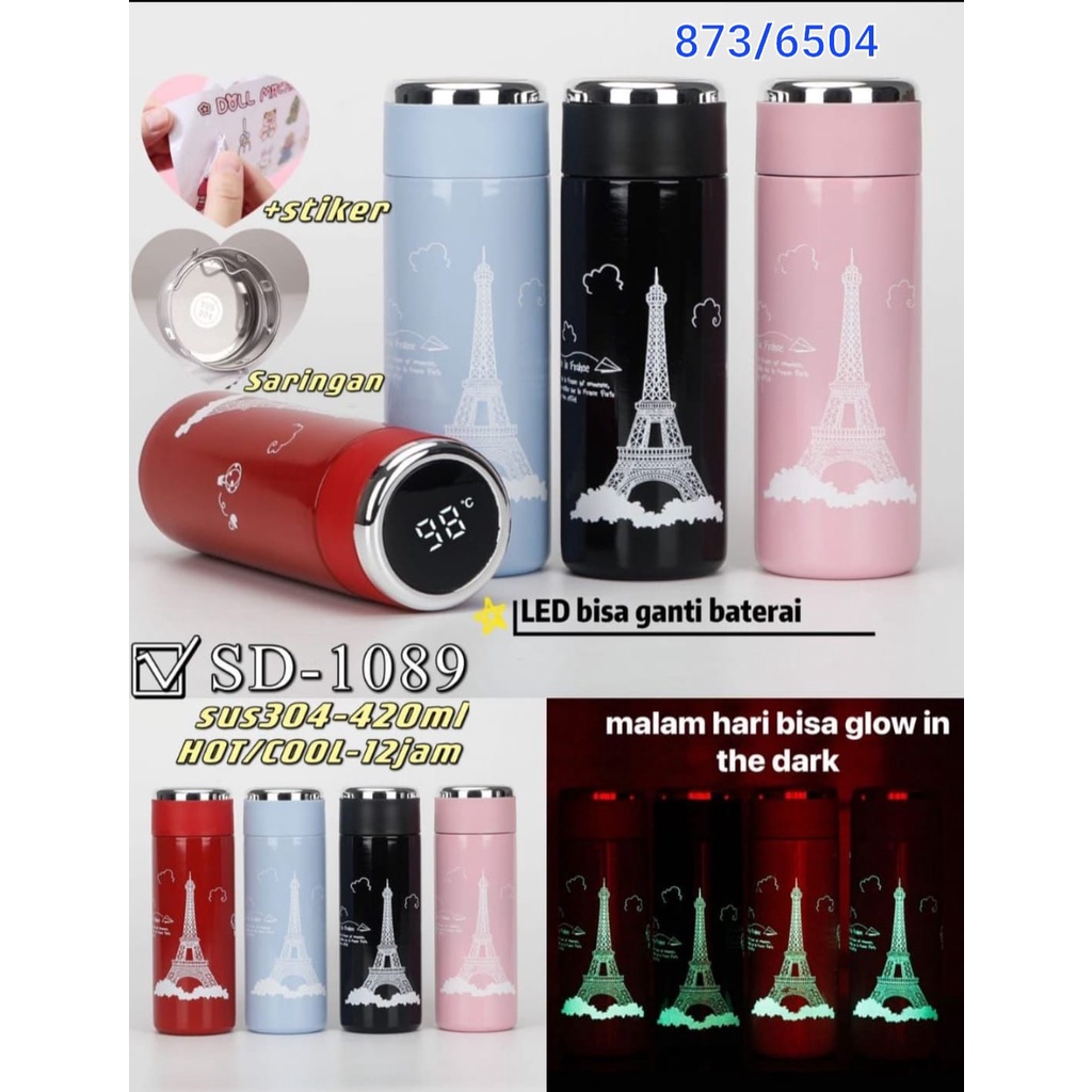 BELLA - THERMOS TERMOS GLOW IN DARK PARIS 420ML STAINLESS STELL