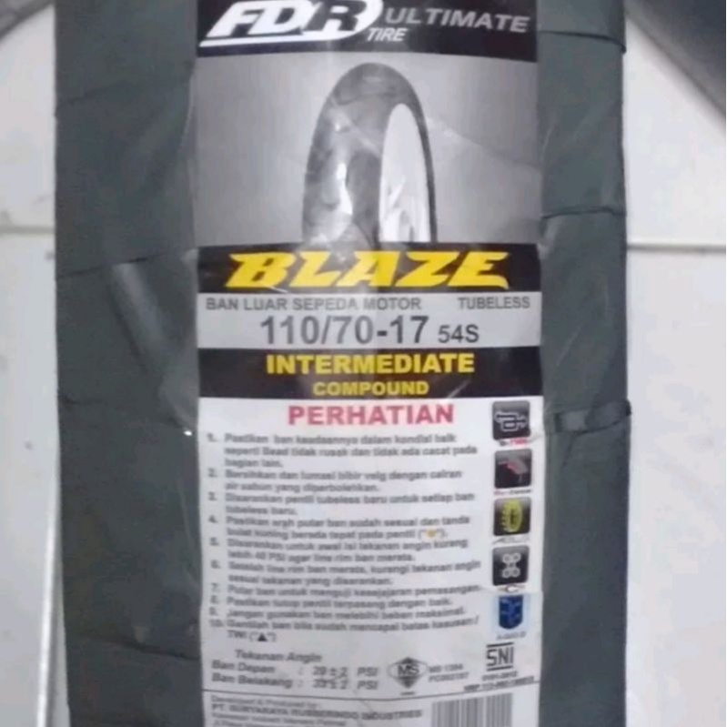 Ban luar tubles tubeless 110 70 17 blaze fdr